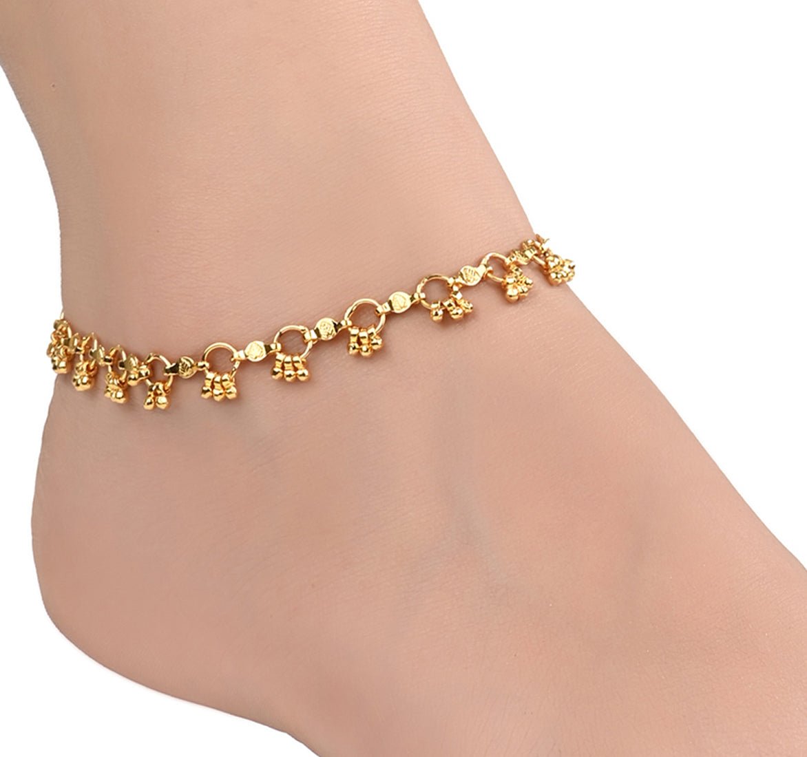 AanyaCentric Gold-Polished Traditional Anklets Payal - Classic and Stylish for Women and Girls | Grocsy