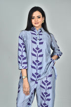 Morchari Digital Print Semi Muslin Co-Ord Set Top & Trouser-Multicolor | Grocsy
