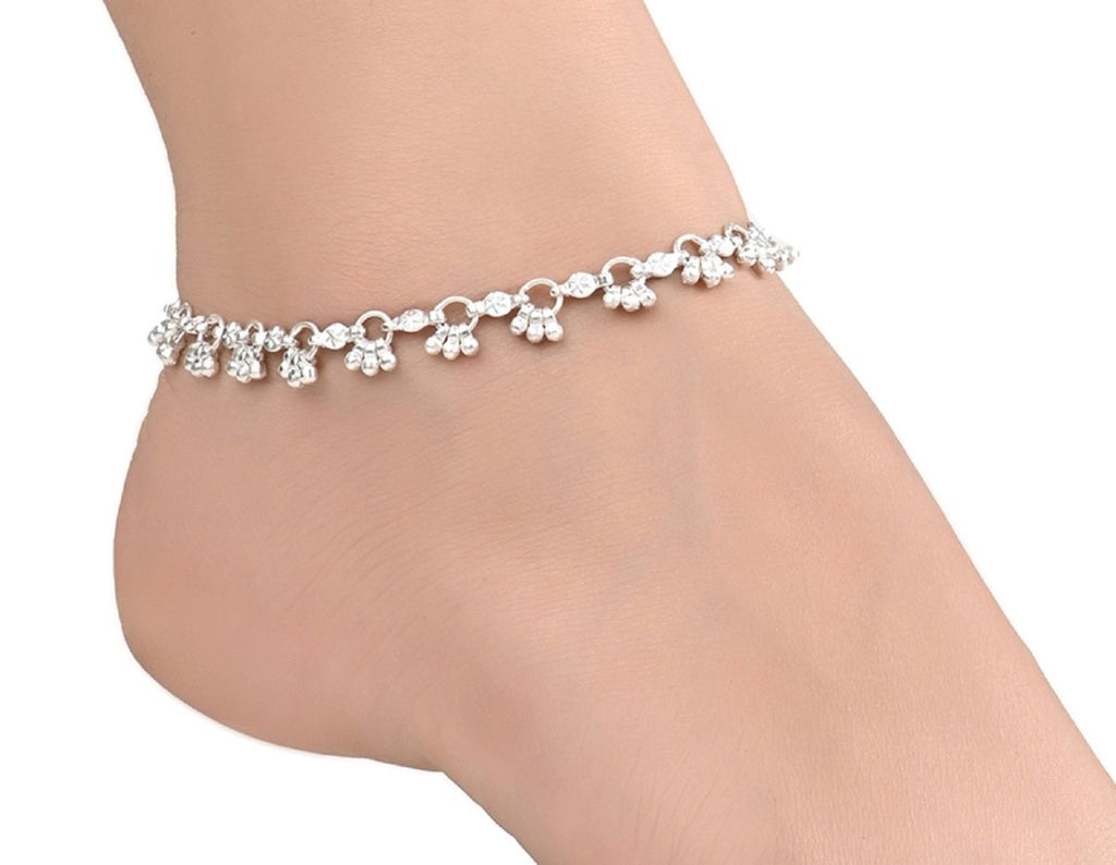 AanyaCentric Silver Plated Traditional Anklets Payal - Classic and Stylish for Women and Girls | Grocsy