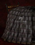 Slate Black And Grey Colour Print Design Semi Chanderi Saree By Gayathri Reddy Designer Studio | Grocsy