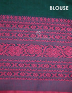 Bottle Green And Pink Colour Contrast Thread Border Khadi Cotton Saree By Gayathri Reddy Designer Studio | Grocsy