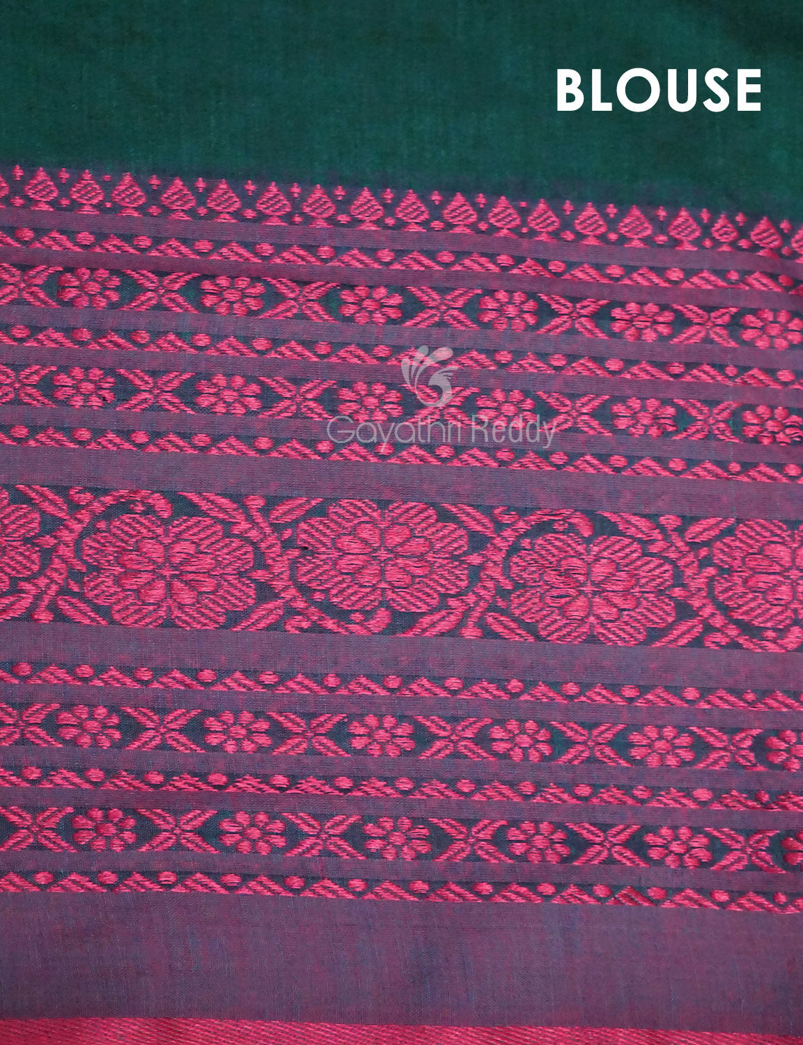 Bottle Green And Pink Colour Contrast Thread Border Khadi Cotton Saree By Gayathri Reddy Designer Studio | Grocsy