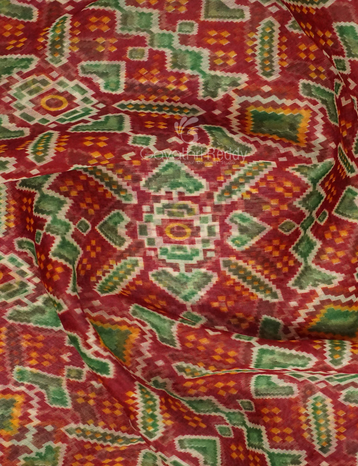 Shades of Maroon Colour Patola Design Semi Chanderi Saree By Gayathri Reddy Designer Studio | Grocsy