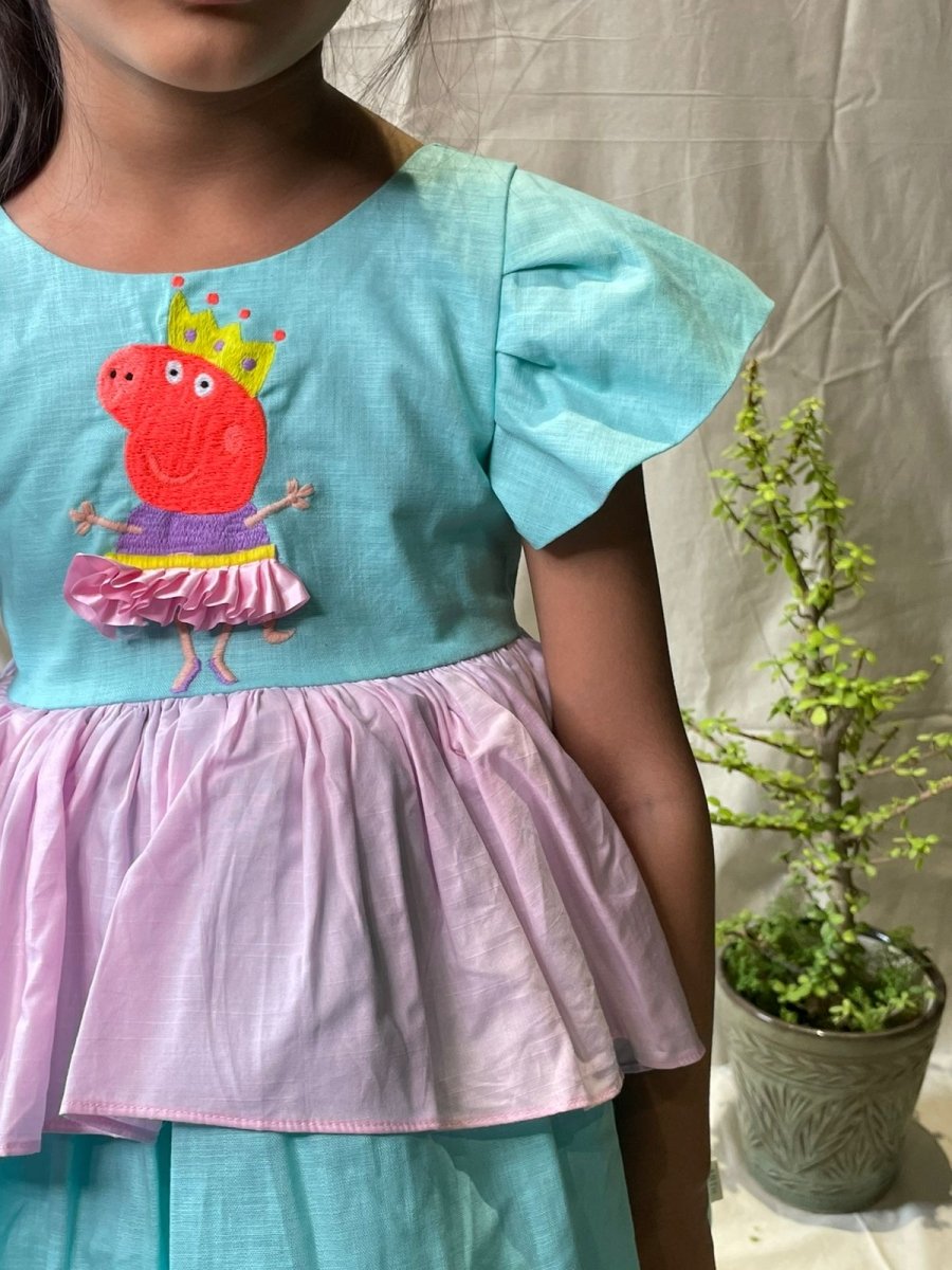 ArthLife Blue Pepa Pig Partywear Dress | Grocsy