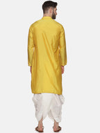 Sethukrishna Men Yellow Angrakha Top with Dhoti Pants | Grocsy