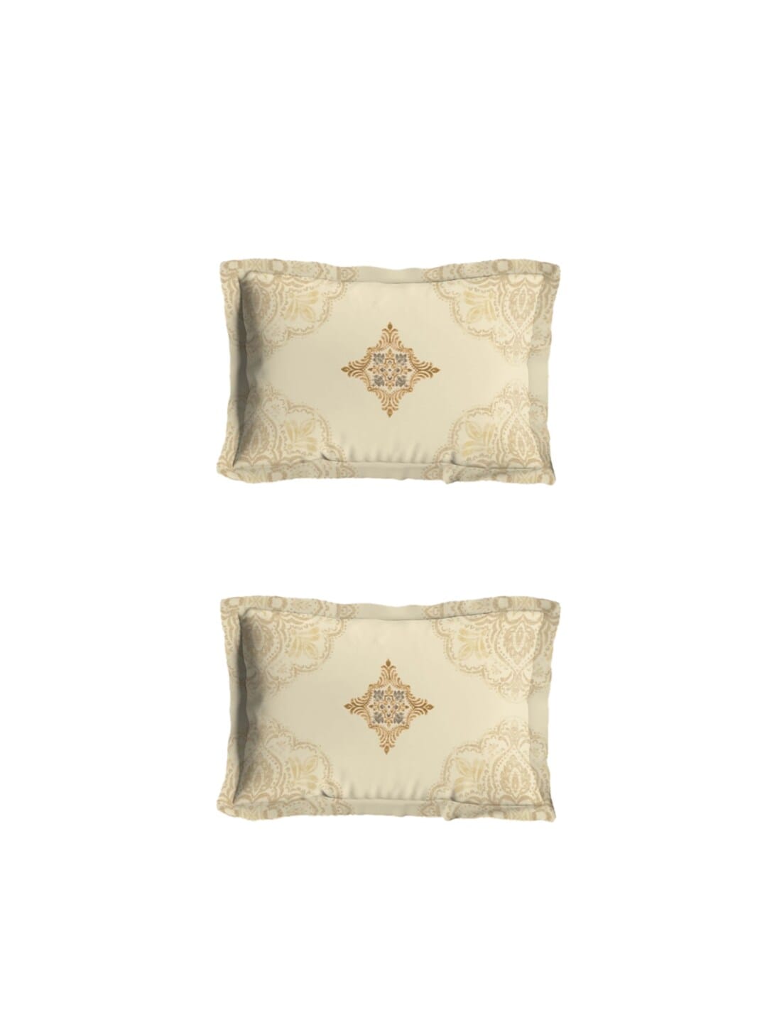 DDecor Beige & Grey Ethnic Motifs 180 TC Cotton 1 King Bedsheet with 2 Pillow Covers | Grocsy