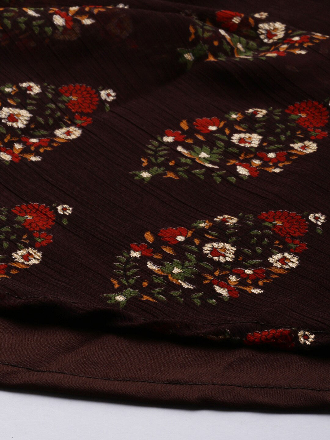Souchii Women Brown & Red Floral Printed Block Print Kurta | Grocsy