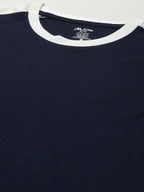 Alcis Men Navy Blue Solid Slim Fit T-shirt | Grocsy