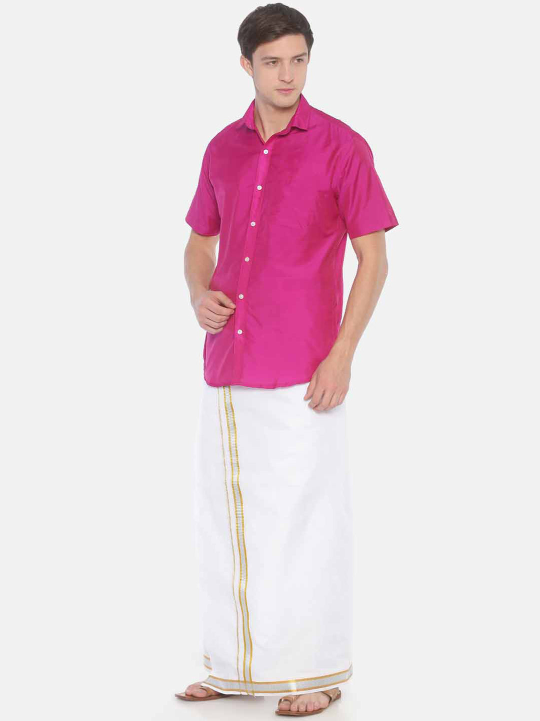 Sethukrishna Men White Solid Readymade Pocket Dhoti | Grocsy