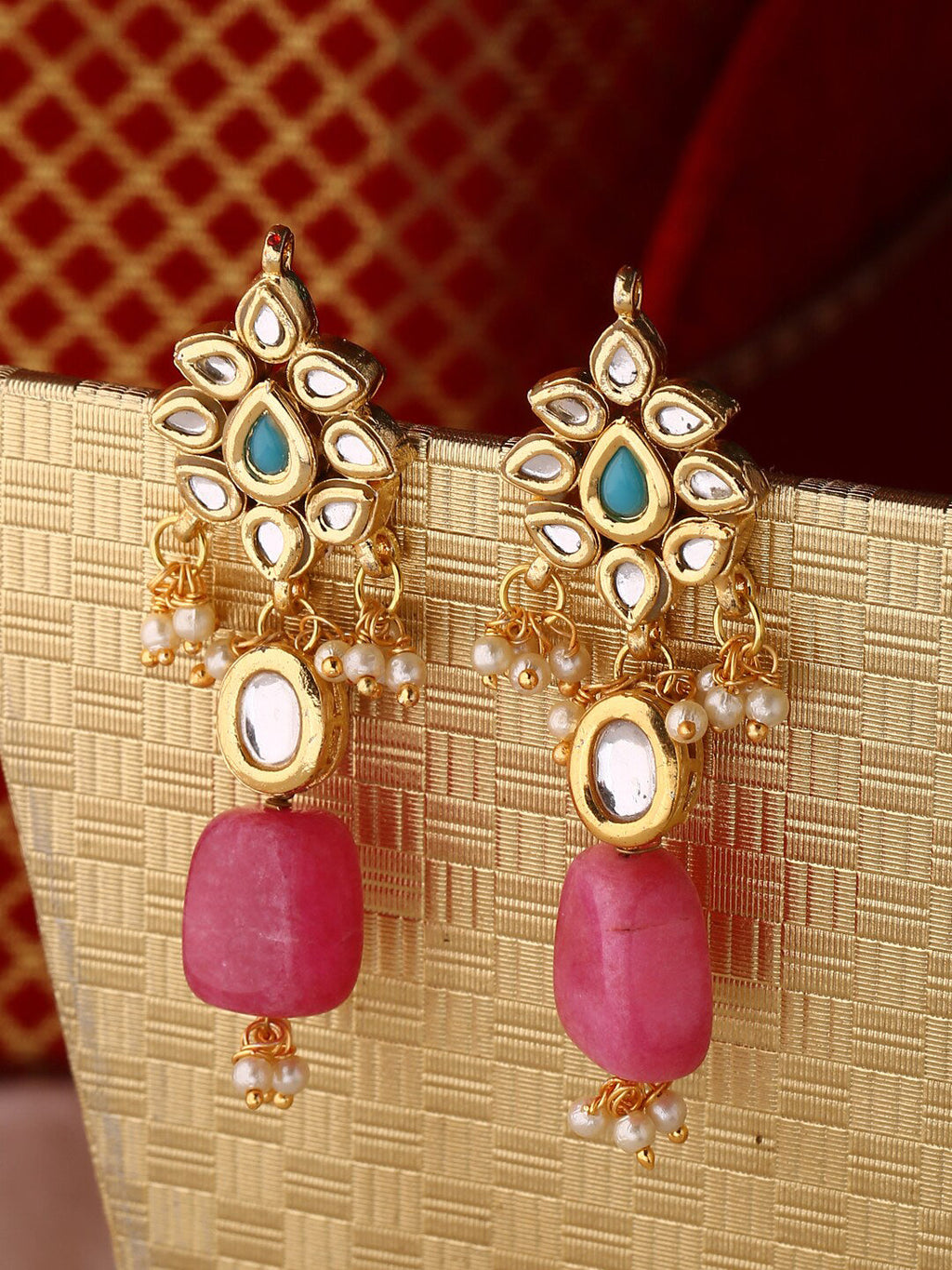 Shoshaa Gold Contemporary Drop Earrings | Grocsy