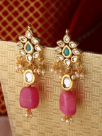 Shoshaa Gold Contemporary Drop Earrings | Grocsy