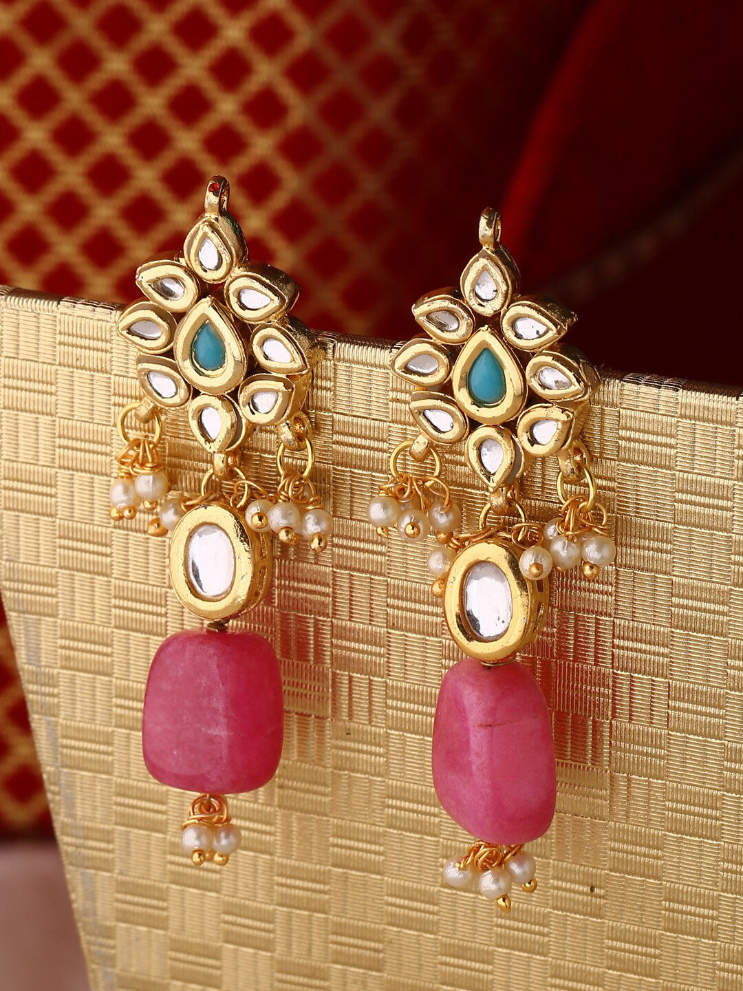 Shoshaa Gold Contemporary Drop Earrings | Grocsy