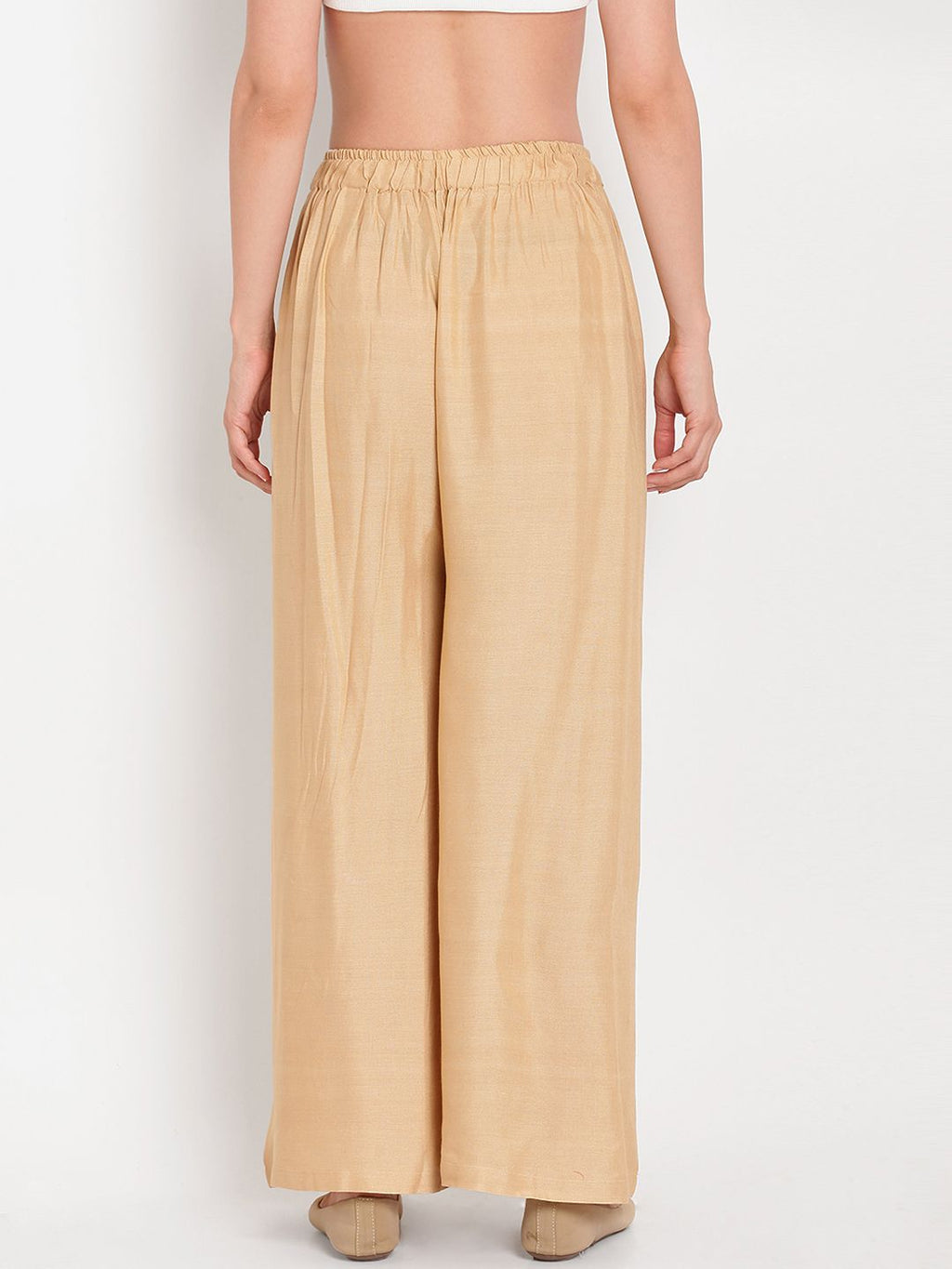 TAG 7 Women Pack Of 2 Black & Beige Solid Flared Palazzos | Grocsy