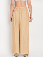 TAG 7 Women Pack Of 2 Black & Beige Solid Flared Palazzos | Grocsy