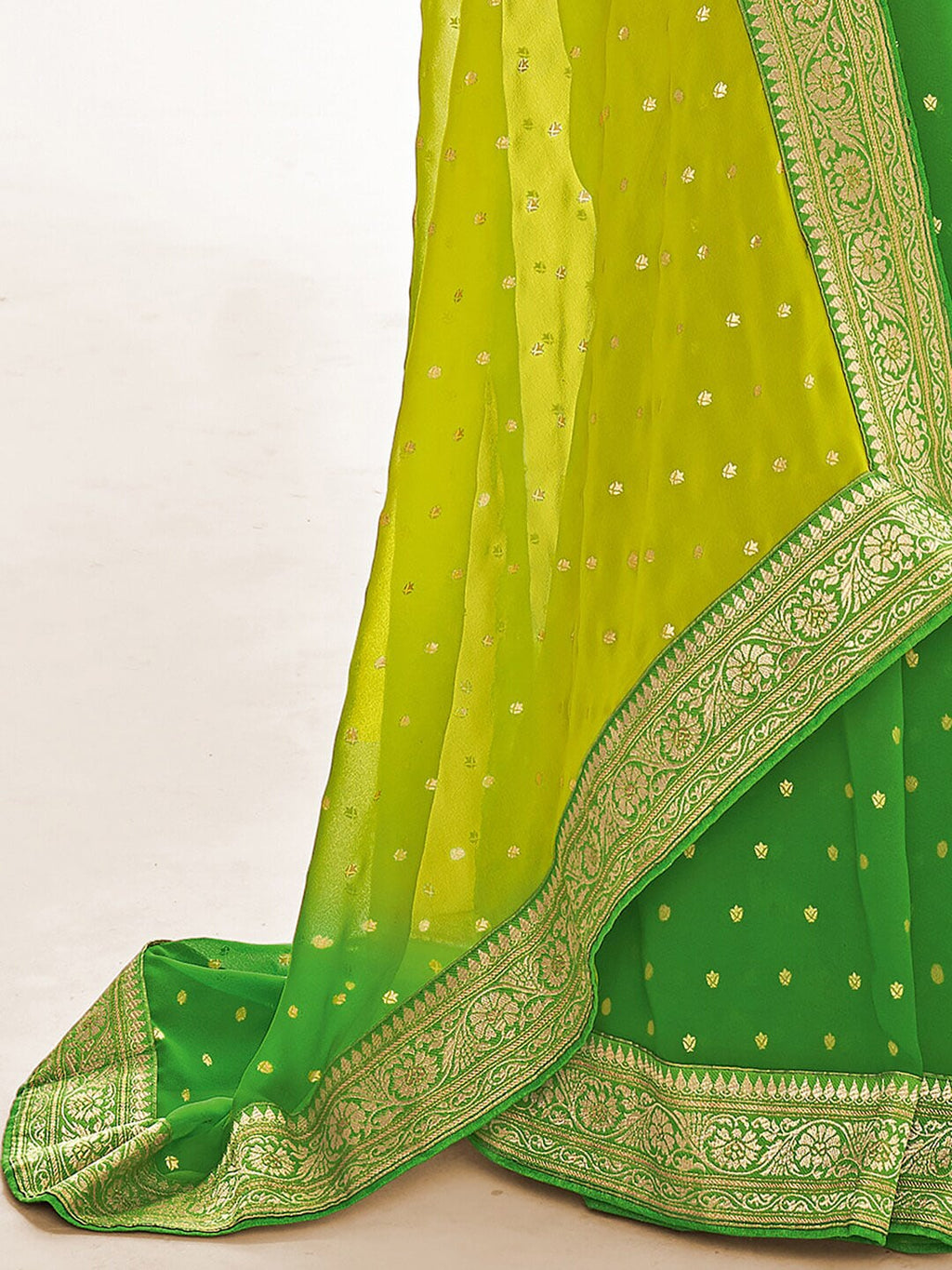 Saree Mall Green & Yellow Ethnic Motifs Embroidered Silk Blend Mangalagiri Sarees | Grocsy