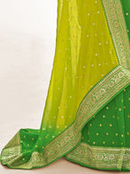 Saree Mall Green & Yellow Ethnic Motifs Embroidered Silk Blend Mangalagiri Sarees | Grocsy