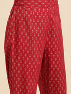 All About You Women Motifs Yoke Design A-Line Kurta with Trousers | Grocsy