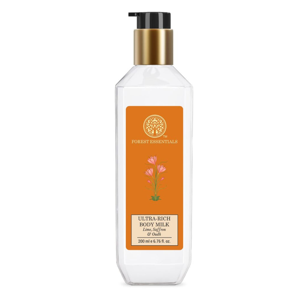 Forest Essentials Ultra-Rich Body Milk Lime Saffron & Oudh | Grocsy