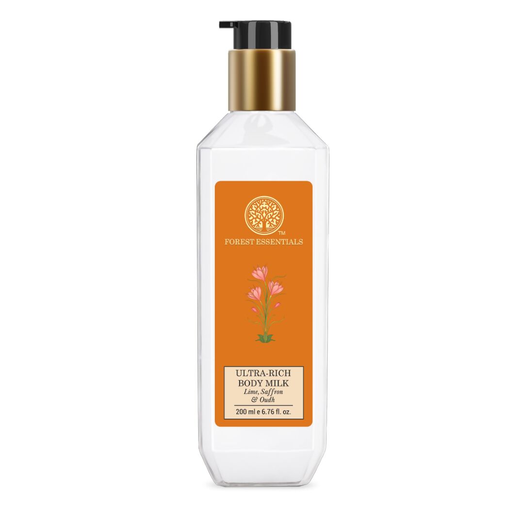 Forest Essentials Ultra-Rich Body Milk Lime Saffron & Oudh | Grocsy