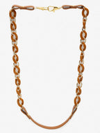 Women's Pack Of 2 Brown Gold Toned Beaded Mask Chains - Ruby Raang | Grocsy