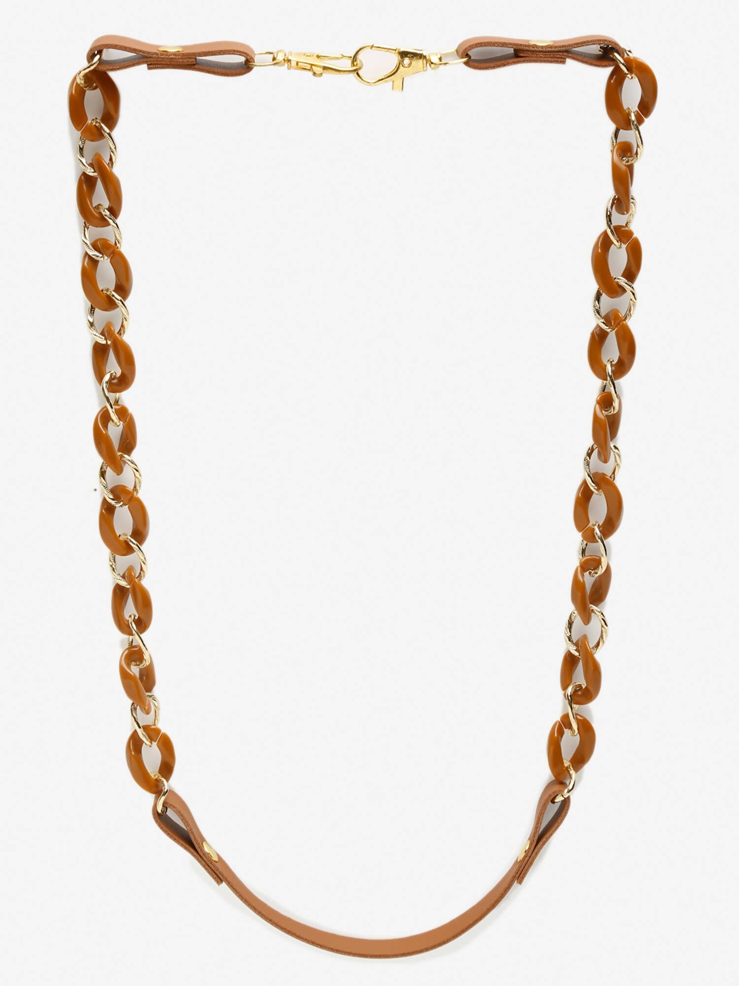 Women's Pack Of 2 Brown Gold Toned Beaded Mask Chains - Ruby Raang | Grocsy