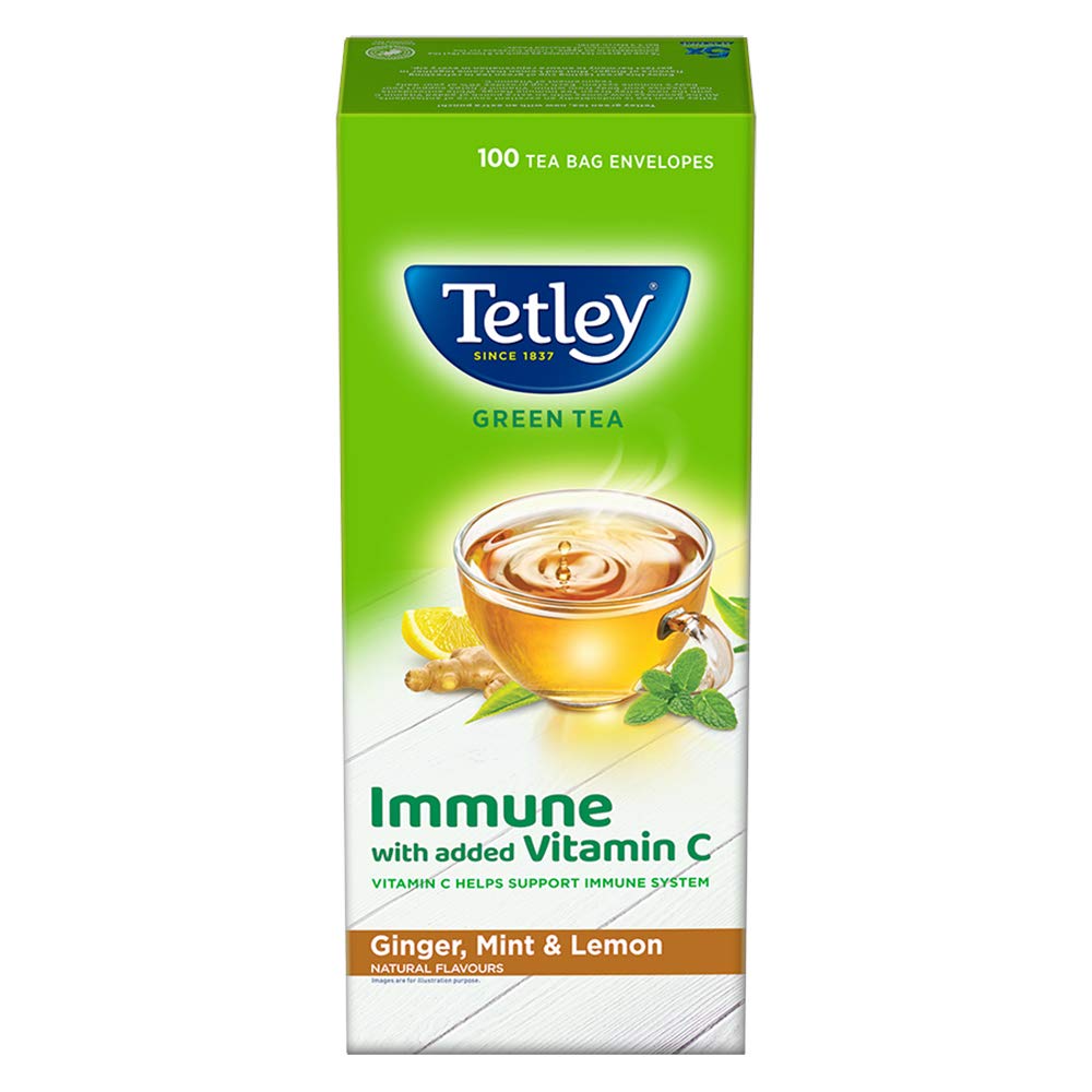 Tetley Green Tea Ginger, Mint and Lemon Tea Bags | Grocsy