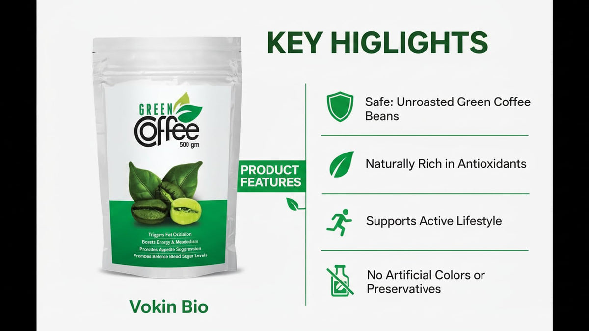 Vokin Biotech Organic Green Coffee Beans Unroasted Arabica Coffee Supports Weight Loss Management | Grocsy