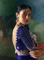 Monjolika Fashion Fancy Fabric Embroidered Saree in Royal Blue | Grocsy