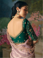 Monjolika Fashion Fancy Fabric Embroidered Saree in Dusty Pink | Grocsy