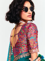 Monjolika Fashion Fancy Fabric Embroidered Teal Saree | Grocsy