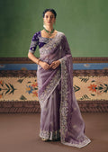 Monjolika Fashion Lilac Fancy Fabric Embroidered Saree | Grocsy