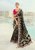 Monjolika Fashion Viscose Embroidered Black Saree | Grocsy