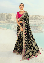 Monjolika Fashion Viscose Embroidered Black Saree | Grocsy