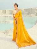 Monjolika Fashion Organza Viscose Satin Embroidered Yellow Saree | Grocsy