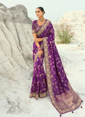 Monjolika Fashion Viscose Embroidered Dark Magenta Saree | Grocsy