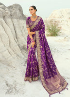 Monjolika Fashion Viscose Embroidered Dark Magenta Saree | Grocsy