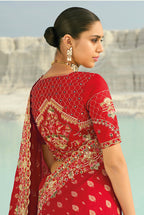 Monjolika Fashion Viscose Embroidered Red Saree | Grocsy