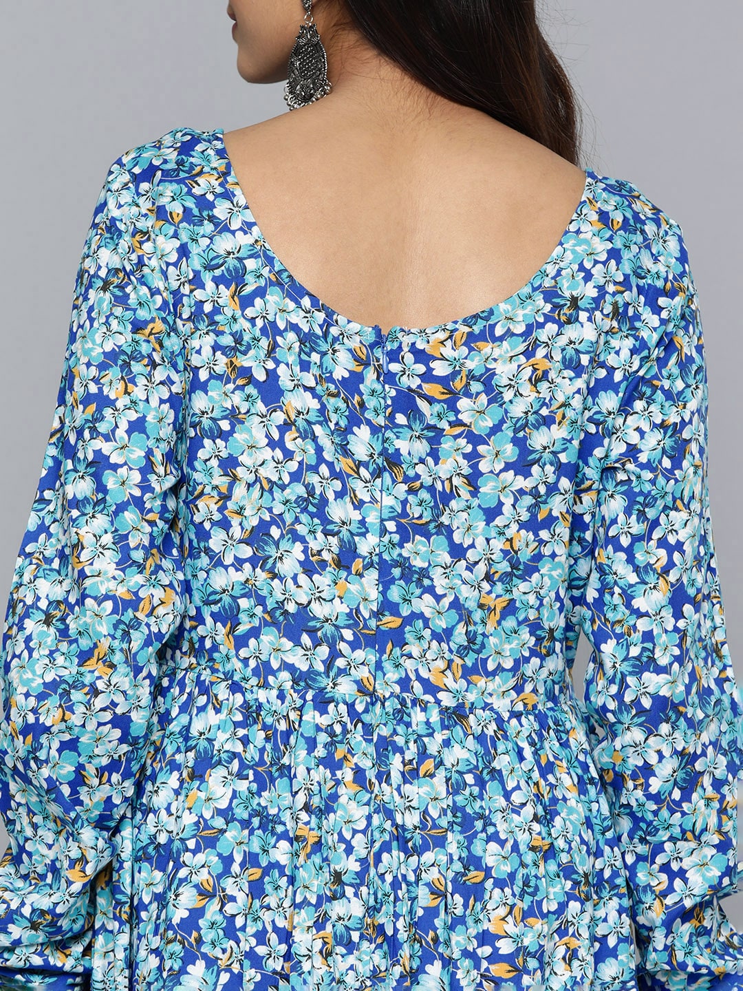 HERE&NOW Women Floral Printed Scoop Neck Anarkali Kurta | Grocsy