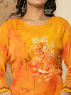 Yufta Pure Oragnza Kurta Set With Pant And Organza Dupatta Comes With Cotton Lining And Intricate Handwork | Grocsy