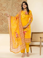 Yufta Pure Oragnza Kurta Set With Pant And Dupatta Comes With Cotton Lining And Intricate Handwork | Grocsy