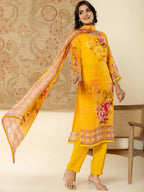 Yufta Pure Oragnza Kurta Set With Pant And Dupatta Comes With Cotton Lining And Intricate Handwork | Grocsy