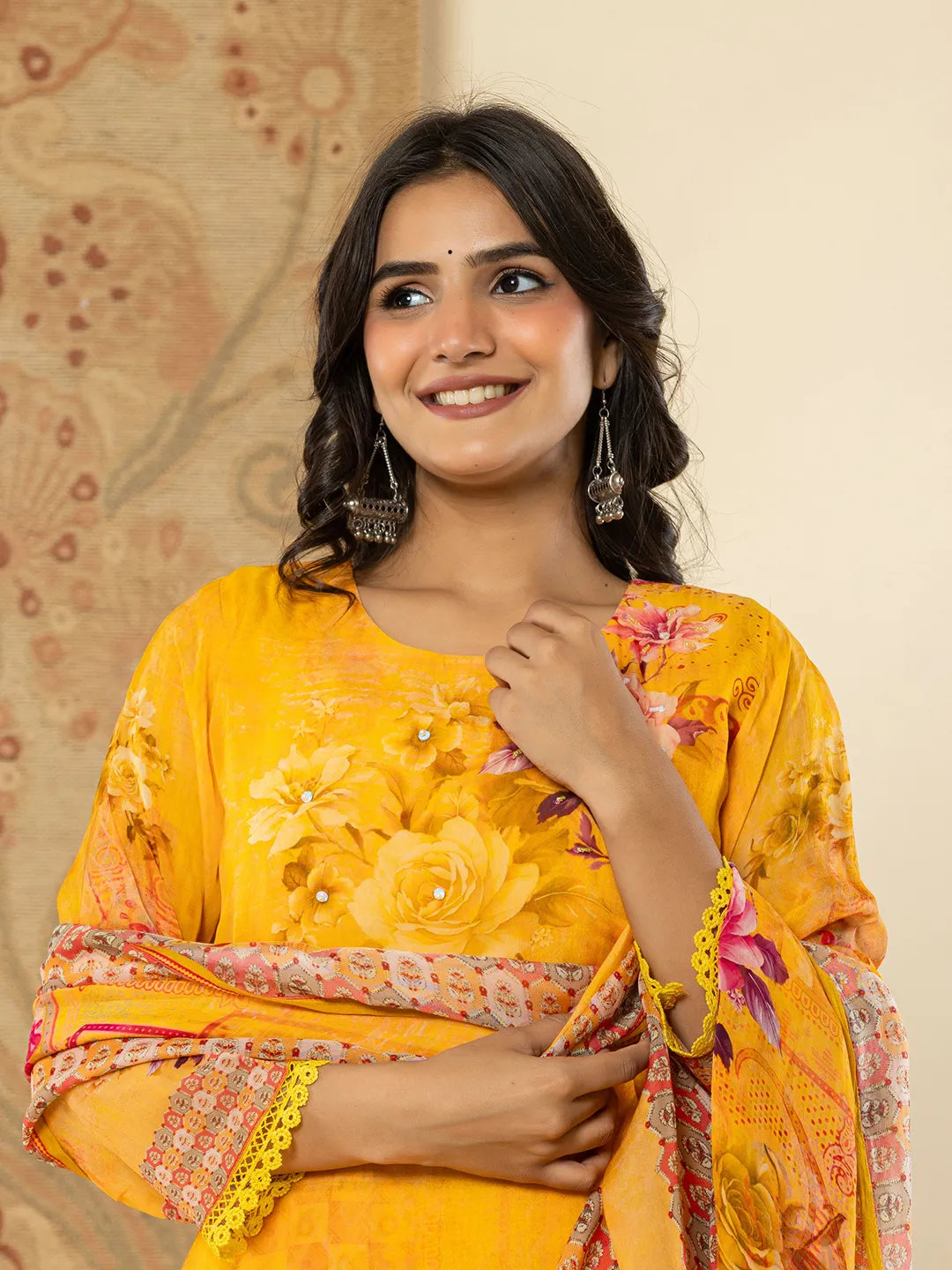 Yufta Pure Oragnza Kurta Set With Pant And Dupatta Comes With Cotton Lining And Intricate Handwork | Grocsy