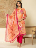 Yufta Pink Floral Embroidered Regular Sequinned Kurta with Trousers & With Dupatta | Grocsy