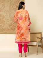 Yufta Pink Floral Embroidered Regular Sequinned Kurta with Trousers & With Dupatta | Grocsy