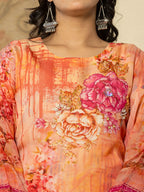 Yufta Pink Floral Embroidered Regular Sequinned Kurta with Trousers & With Dupatta | Grocsy