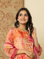 Yufta Pink Floral Embroidered Regular Sequinned Kurta with Trousers & With Dupatta | Grocsy