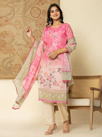 Yufta Oragnza Kurta Set With Pant And Dupatta Comes With Cotton Lining And Intricate Embroideries | Grocsy