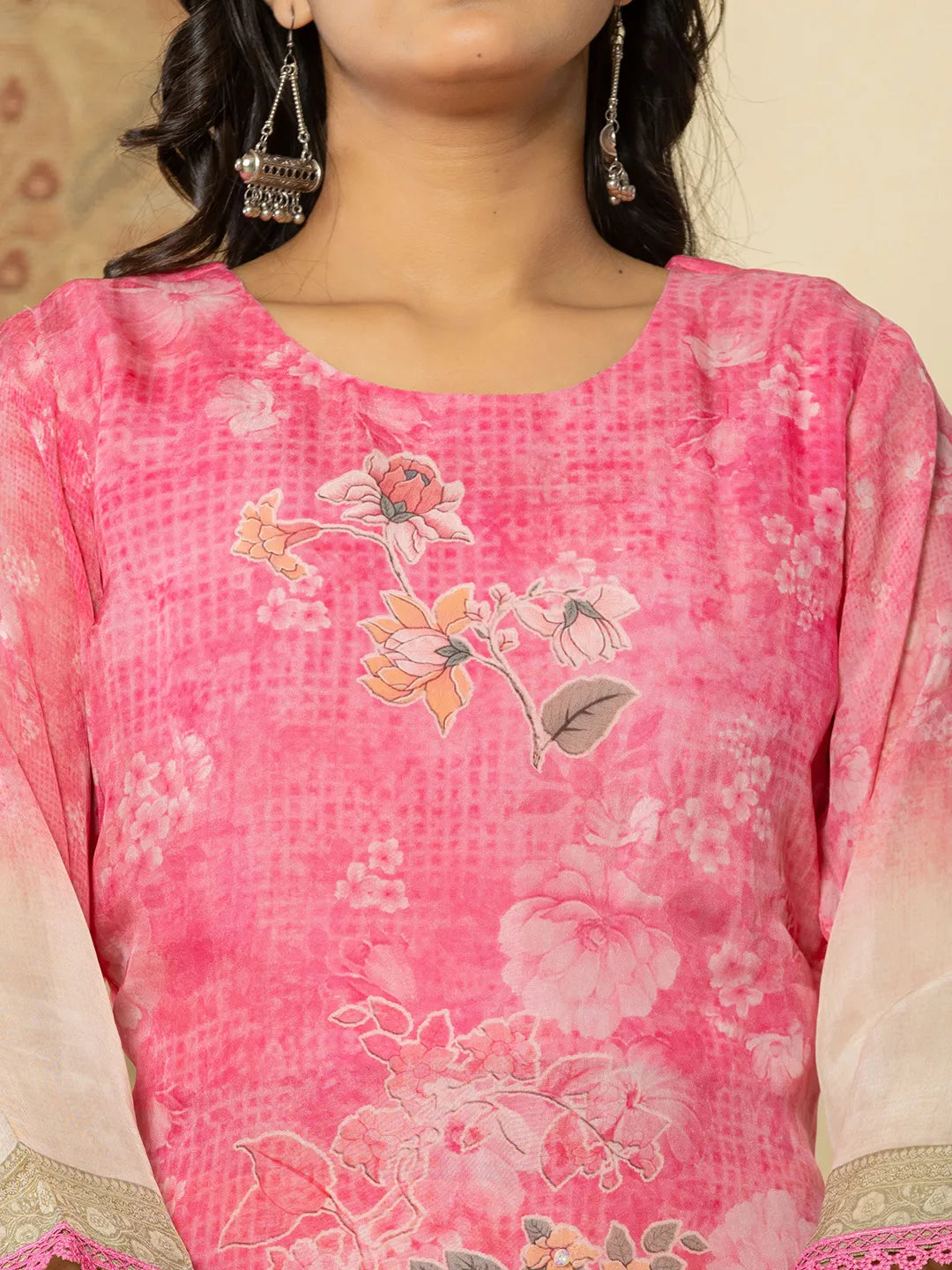Yufta Oragnza Kurta Set With Pant And Dupatta Comes With Cotton Lining And Intricate Embroideries | Grocsy