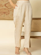 Yufta Oragnza Kurta Set With Pant And Dupatta Comes With Cotton Lining And Intricate Embroideries | Grocsy