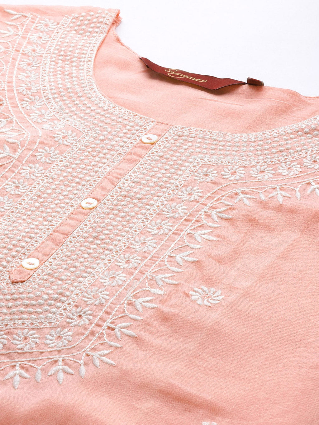 Sangria Women Pink Embroidered Thread Work Pure Cotton Kurta with Trousers & With Dupatta | Grocsy